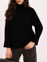 Czarny damski sweter basic z golfem