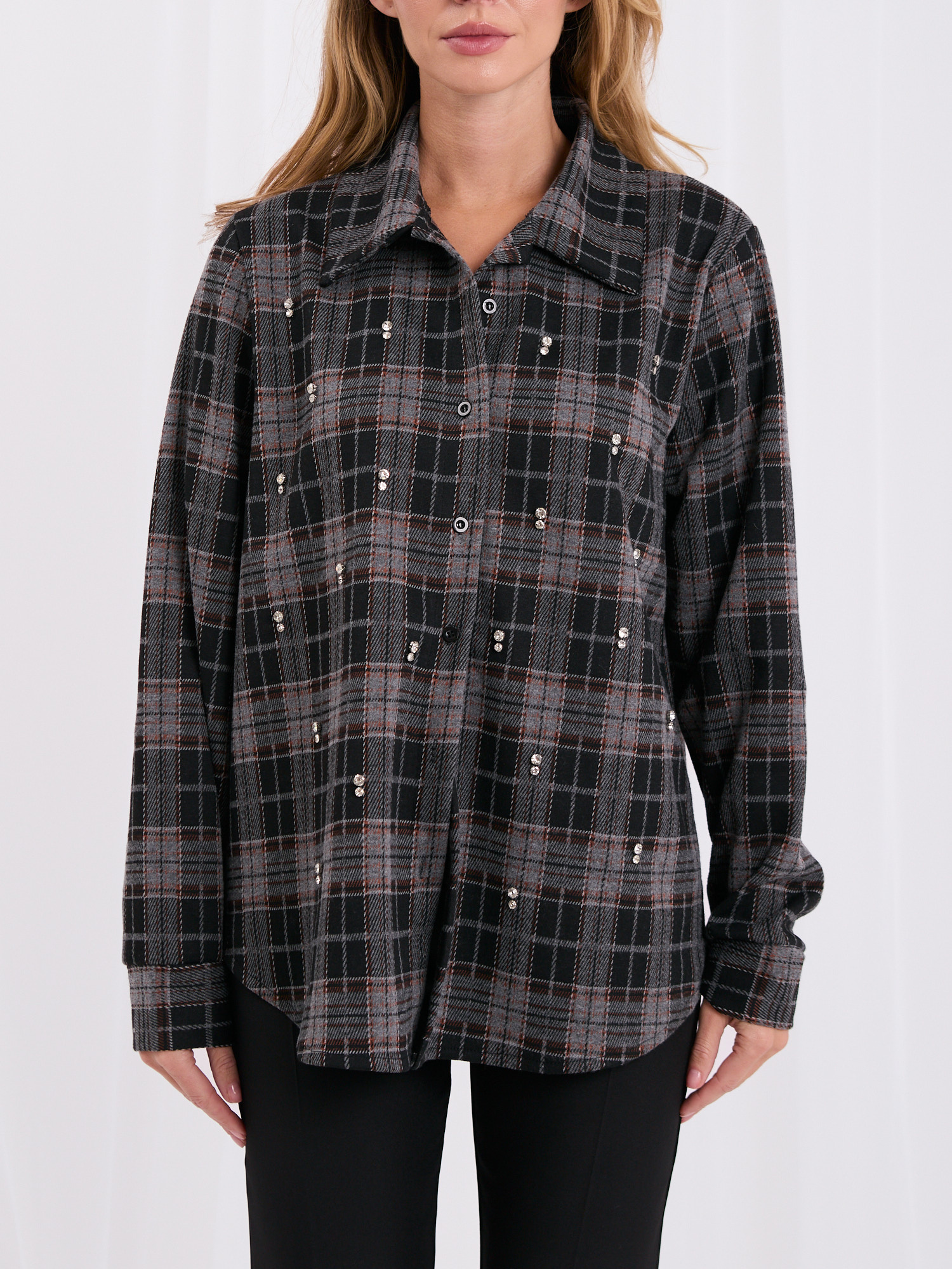 Czarna flanelowa koszula oversize w kratę