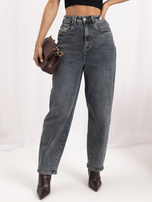 Ciemnoszare jeansy baloon z wysokim stanem