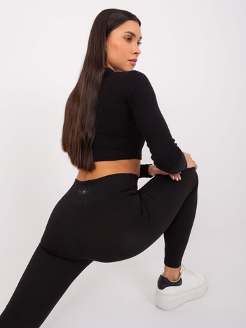 Czarne sportowe legginsy basic z wiskozy 