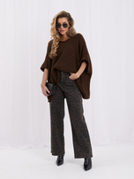 Brązowy damski sweter oversize z domieszką wełny