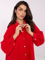 Czerwona elegancka koszula oversize z rozcięciami