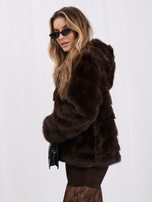 Brązowa krótka kurtka z futra ekologicznego 