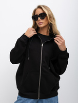 Czarna ocieplana bluza basic z kapturem 