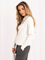 Ecru elegancki sweter z cyrkoniami