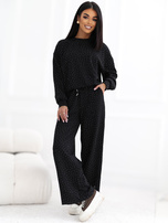 Czarny dwuczęściowy komplet w stylu casual glamour 