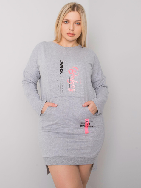 Szara melanżowa sukienka dresowa plus size Akira 