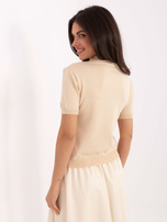 Beżowy damski sweter z krótkim rękawem