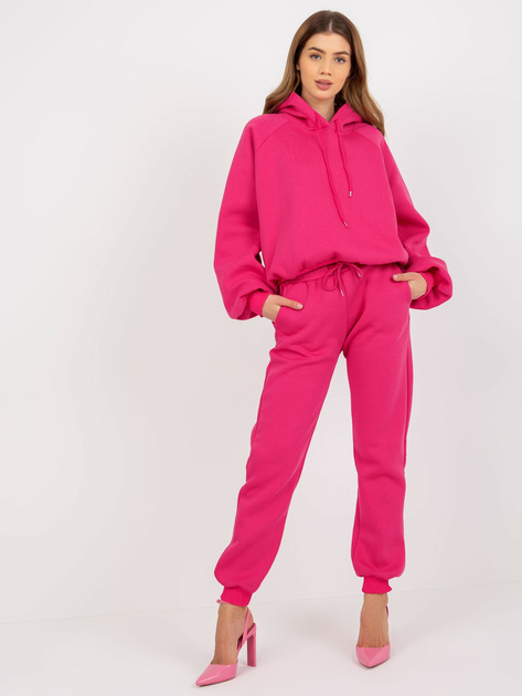 Fuksjowy dwuczęściowy dresowy komplet basic oversize