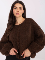 Ciemnobrązowy sweter oversize z okrągłym dekoltem