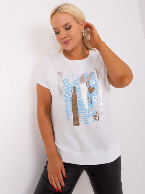 Ecru bluzka plus size z nadrukiem