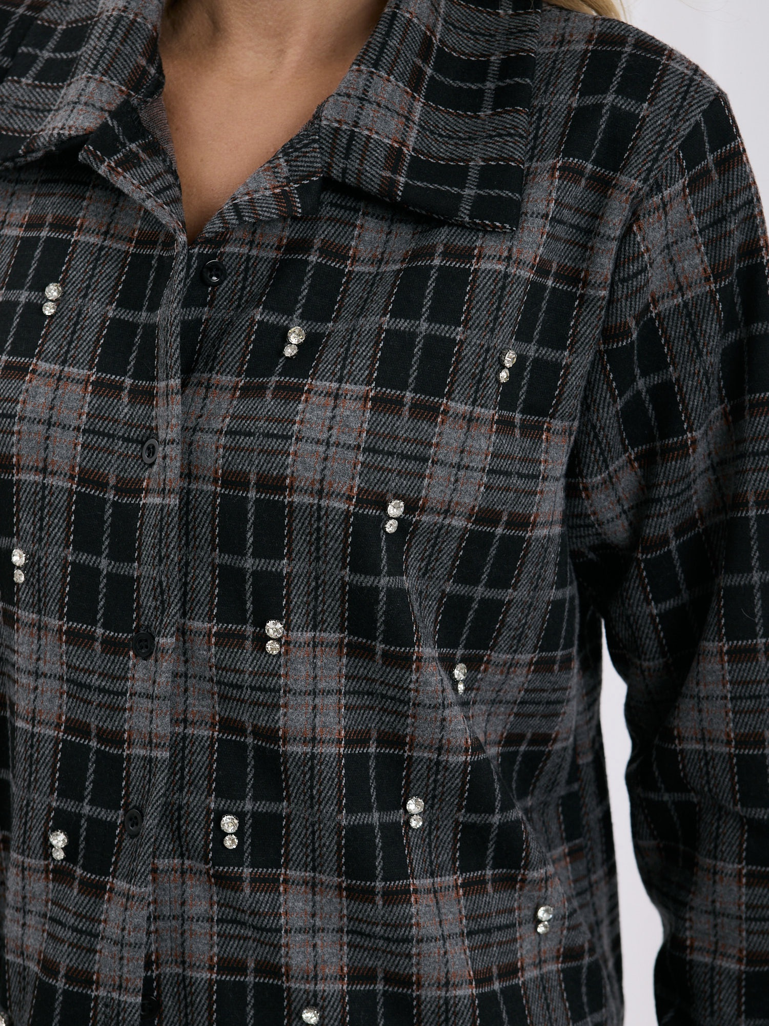 Czarna flanelowa koszula oversize w kratę