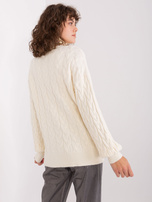 Ecru dzianinowy sweter z golfem