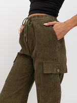 Khaki sztruksowe spodnie typu cargo 