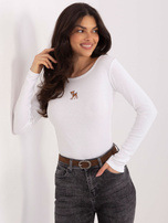 Ecru damski longsleeve z bawełny