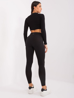 Czarne sportowe legginsy basic z wiskozy 
