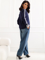 Ciemnoniebieskie damskie jeansy typu barrel leg SUBLEVEL