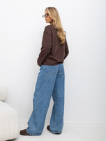 Brązowy damski longsleeve basic z bawełny 
