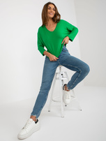 Zielona damska bluzka basic o kroju oversize
