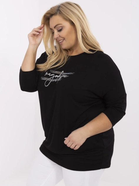 Czarna damska bluzka plus size z napisem
