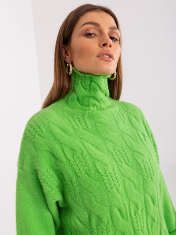 Jasnozielony dzianinowy sweter z golfem