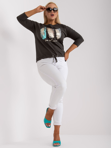 Khaki codzienna bluzka plus size z motywem 