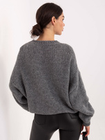 Ciemnoszary damski sweter z domieszką wełny 