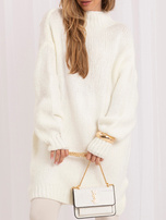 Ecru mini sukienka dzianinowa oversize Violetta RUE PARIS