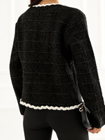 Czarny elegancki kardigan w strukturalny splot