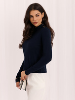 Granatowy elegancki sweter z półgolfem 