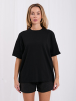 Czarny bawełniany t-shirt basic z okrągłym dekoltem