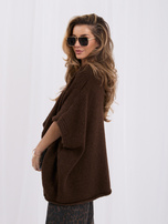 Brązowy damski sweter oversize z domieszką wełny