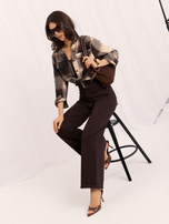 Ciemnobrązowe damskie jeansy wide leg  
