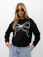 Czarna elegancka bluza z dużą kokardą