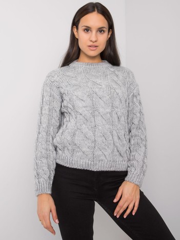 Szary damski sweter w warkocze Florianna RUE PARIS
