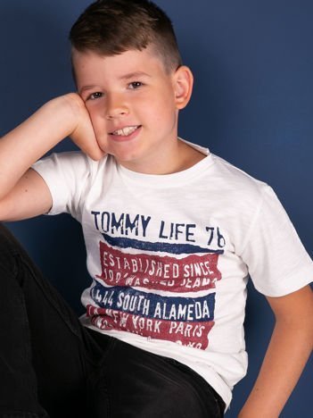 TOMMY LIFE Biały t-shirt chłopięcy
