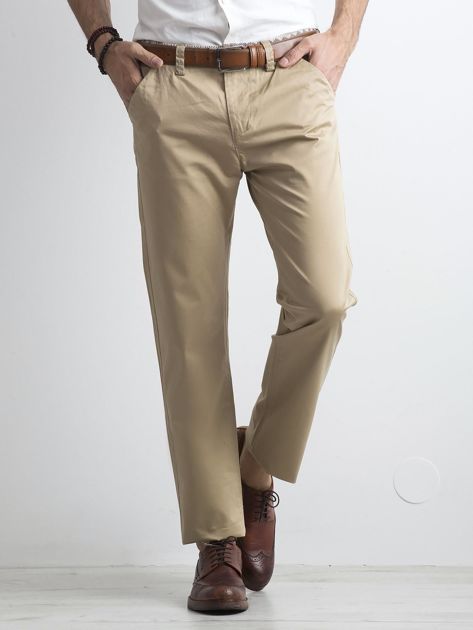 Beżowe klasyczne męskie spodnie