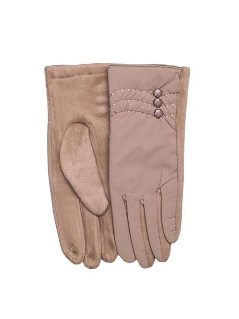 Beżowe rękawiczki zimowe z guzikami