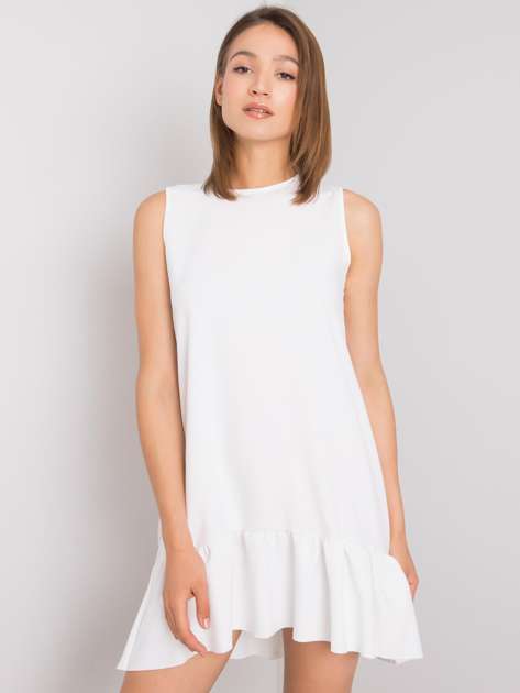 Biała sukienka z falbaną Andre RUE PARIS