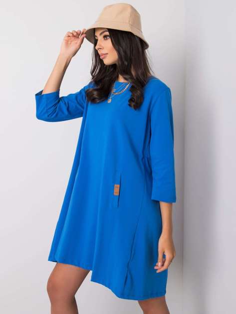 Ciemnoniebieska sukienka z okrągłym dekoltem Dalenne