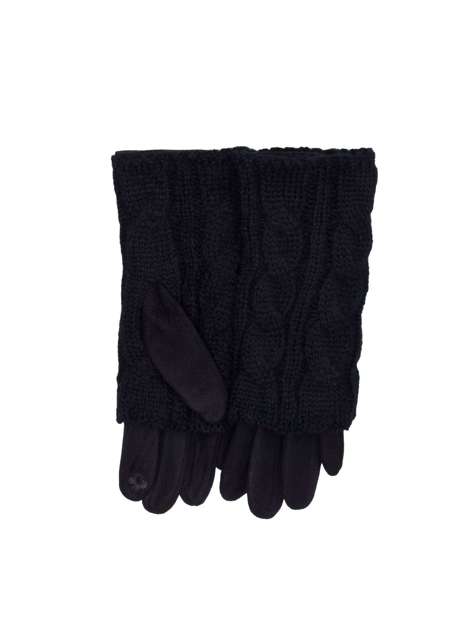 Czarne rękawiczki podwójne na zimę