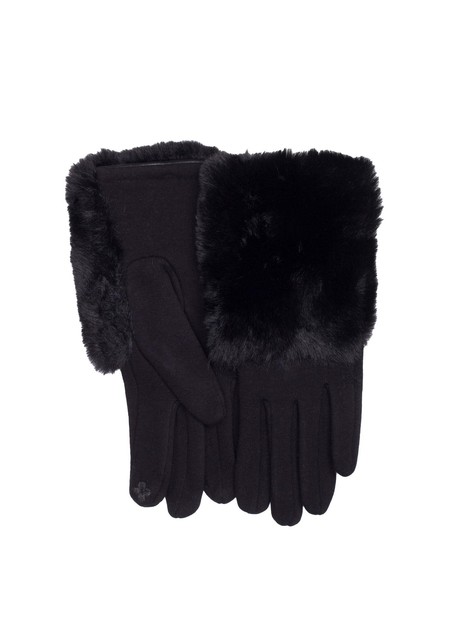 Czarne rękawiczki zimowe z futerkiem