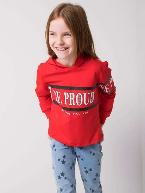 Czerwona bluza dla dziewczynki z napisem