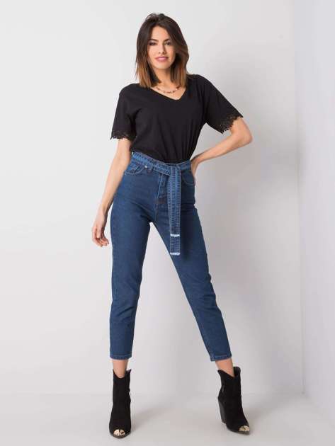Niebieskie spodnie jeansowe high waist Kiara RUE PARIS
