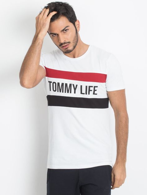 TOMMY LIFE Biała koszulka męska 